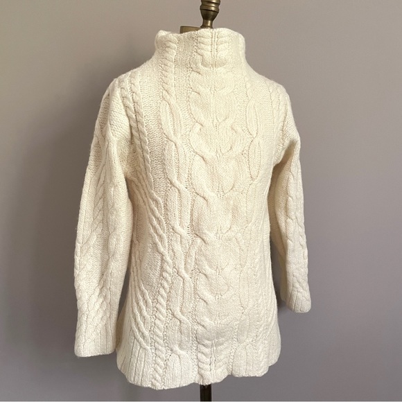 Aran Sweaters - Aran Mor Ireland 100% Merino Wool Cable Knit Mock Neck Pullover Sweater - S